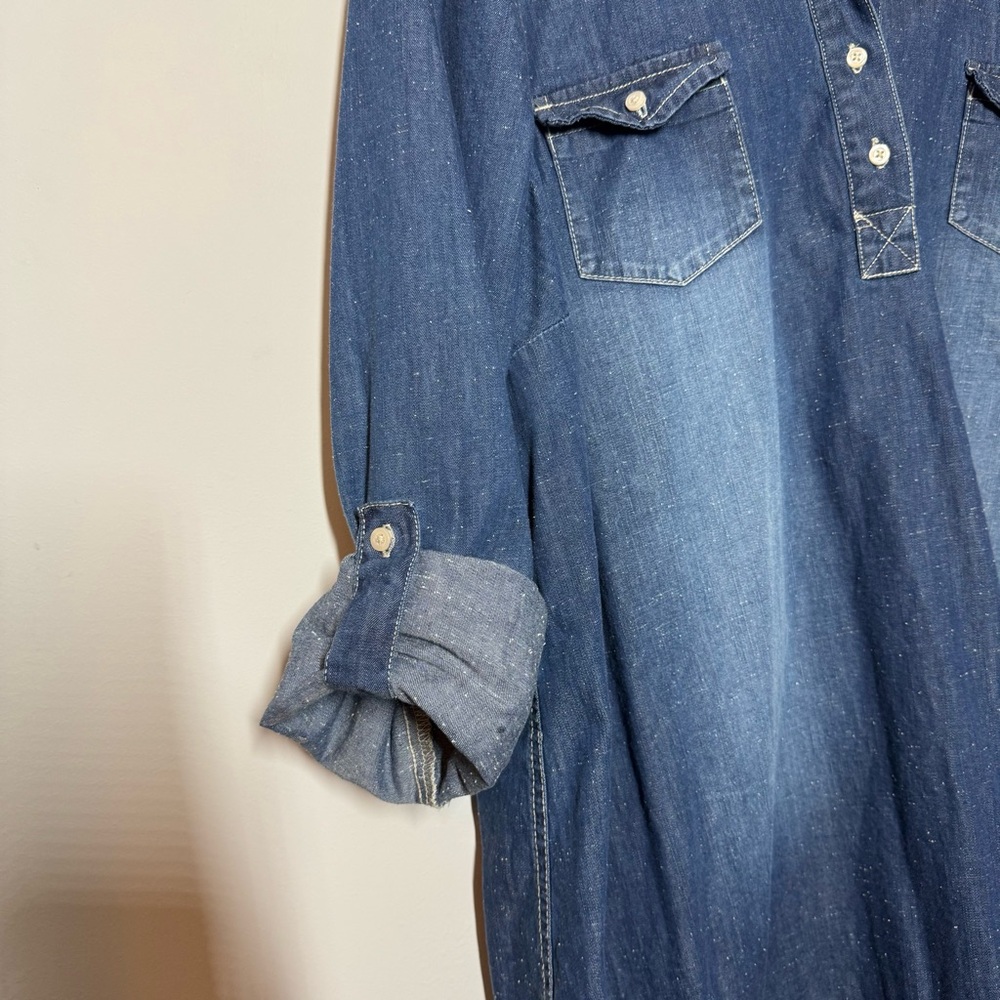 Bit & Bridle western style chambray denim shirt dress 1X cowgirl rodeo - Picture 4 of 9